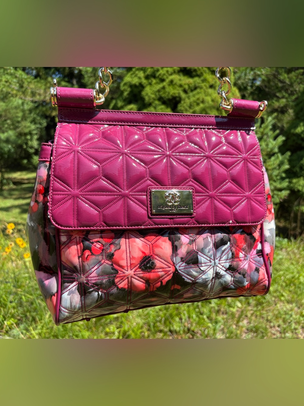Sharif Floral Leather Crossbody Bag Vintage
